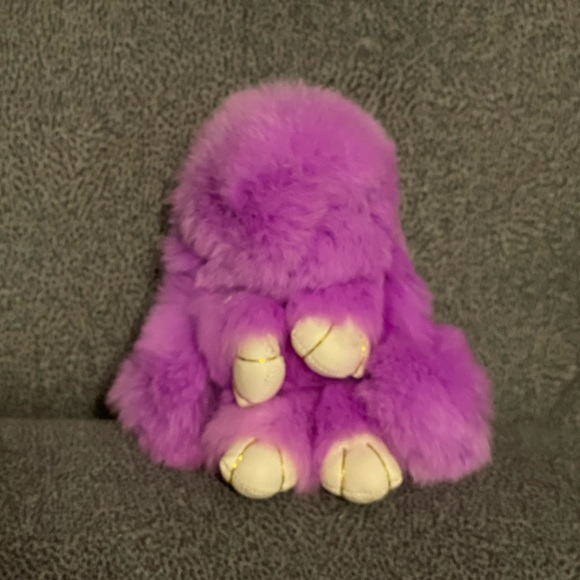 Rabbit Pompom Keychain (Purple) - Picture 5 of 7